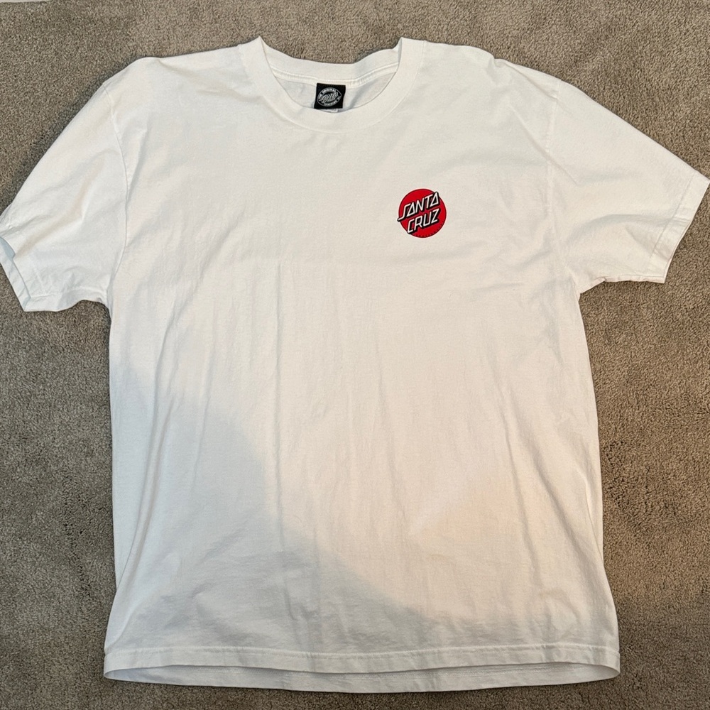 Santa Cruz Skateboards White Tee with Red Logo